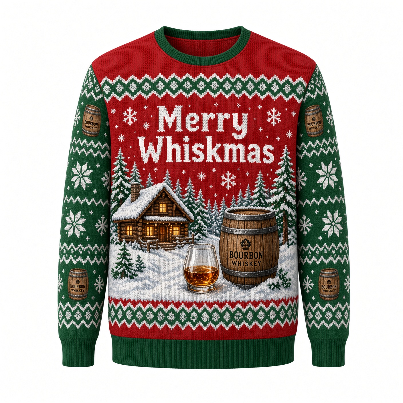 [popular-sweater:PX-01-09:front] Merry Whiskmas Ugly Christmas Sweatshirt - Front view