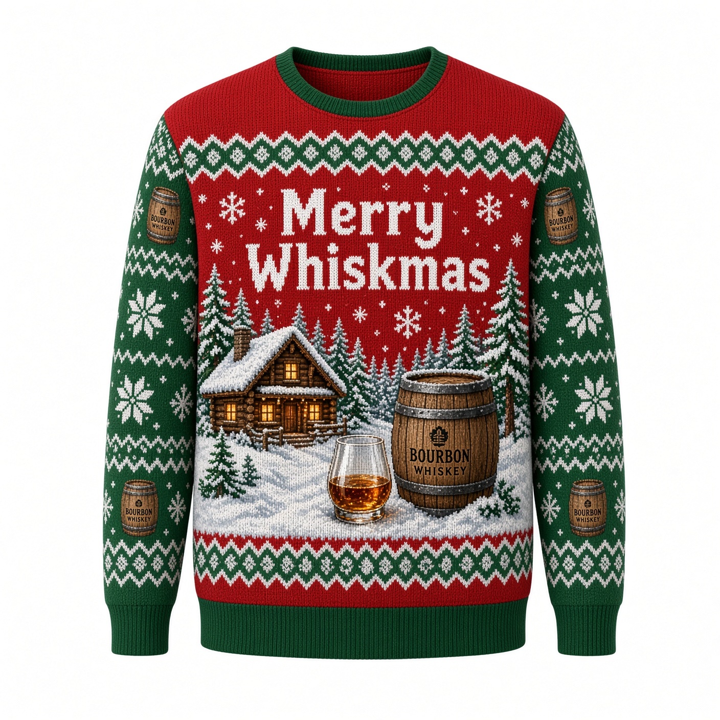 [popular-sweater:PX-01-09:front] Merry Whiskmas Ugly Christmas Sweatshirt - Front view