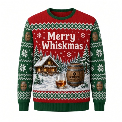[popular-sweater:PX-01-09:front] Merry Whiskmas Ugly Christmas Sweatshirt - Front view