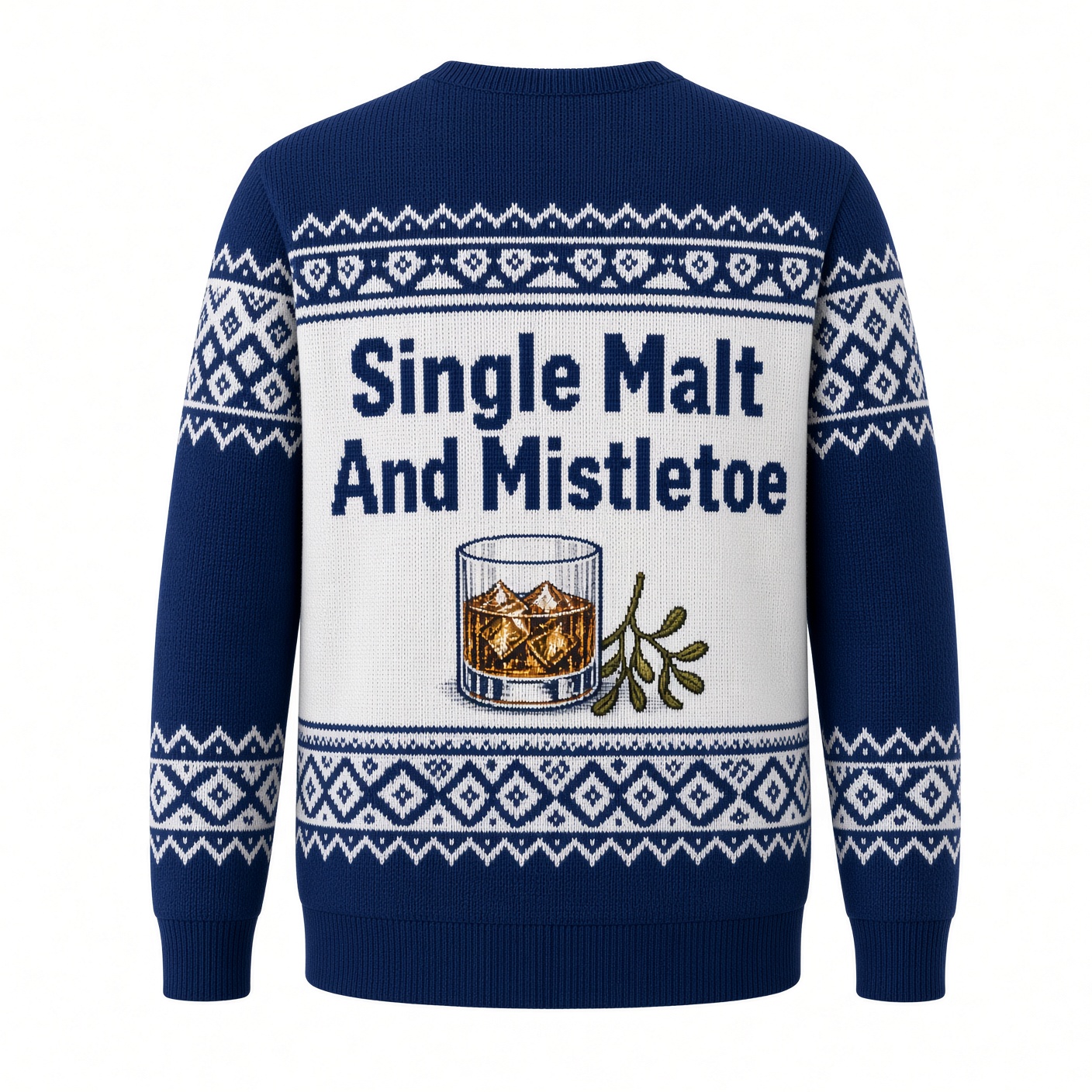 [popular-sweater:PX-01-11:back] Single Malt And Mistletoe Ugly Christmas Sweatshirt - Back view