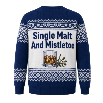 [popular-sweater:PX-01-11:back] Single Malt And Mistletoe Ugly Christmas Sweatshirt - Back view
