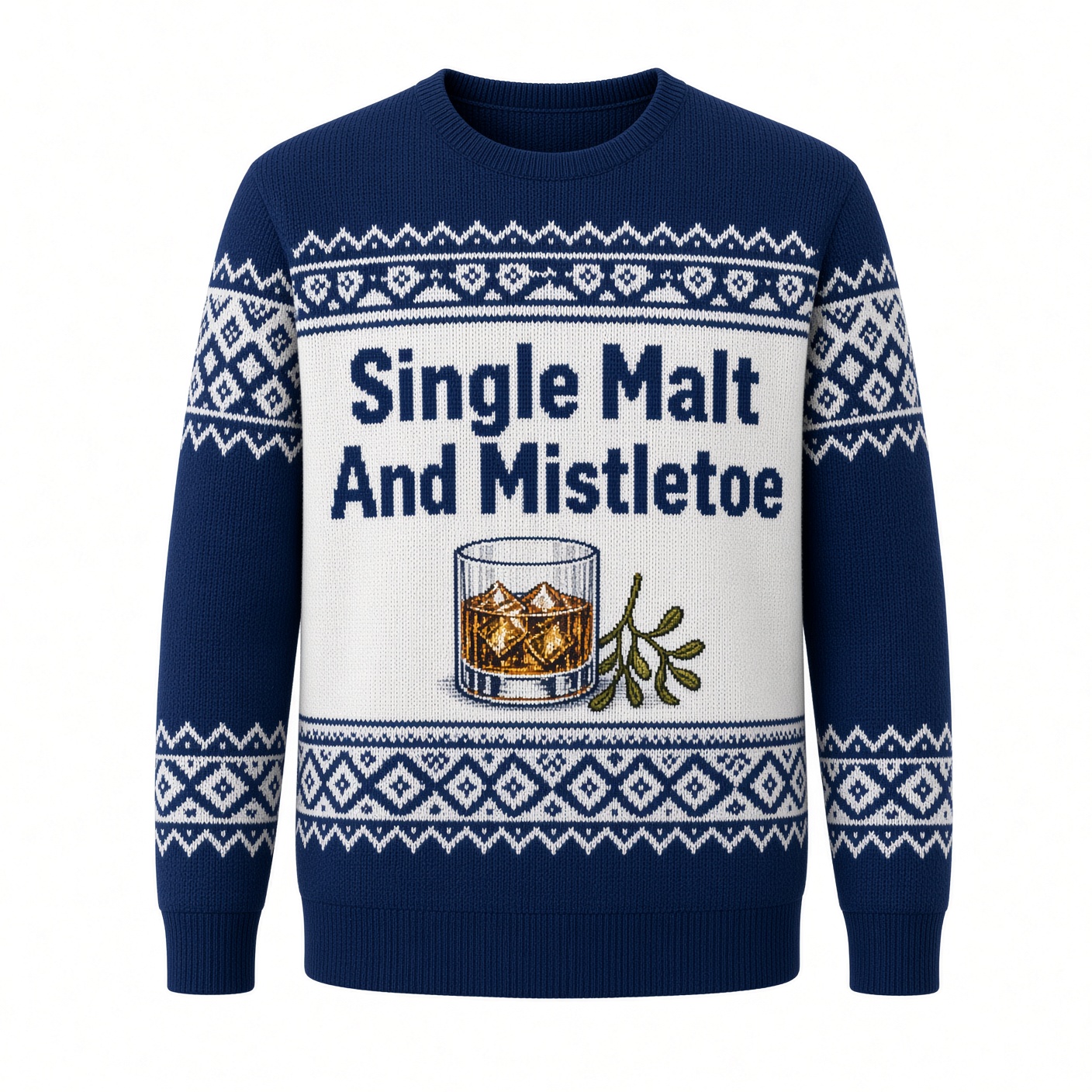 [popular-sweater:PX-01-11:front] Single Malt And Mistletoe Ugly Christmas Sweatshirt - Front view