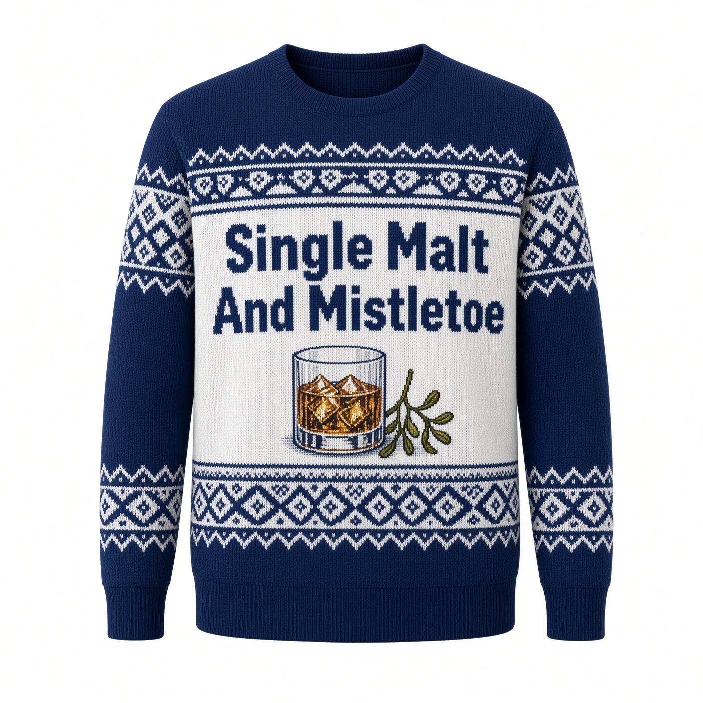 [popular-sweater:PX-01-11:front] Single Malt And Mistletoe Ugly Christmas Sweatshirt - Front view