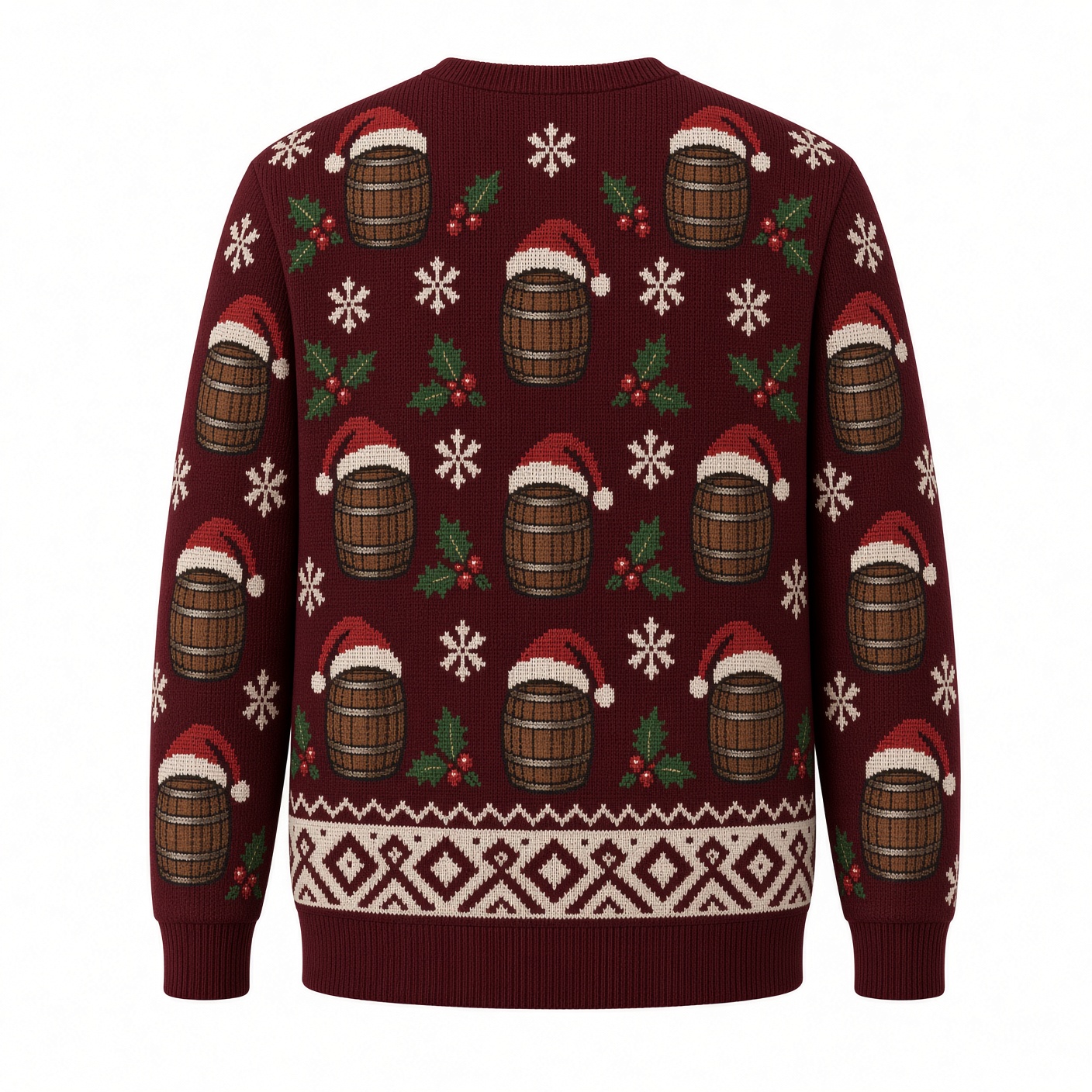 [popular-sweater:PX-01-12:back] Bourbon Before Presents Ugly Christmas Sweatshirt - Back view