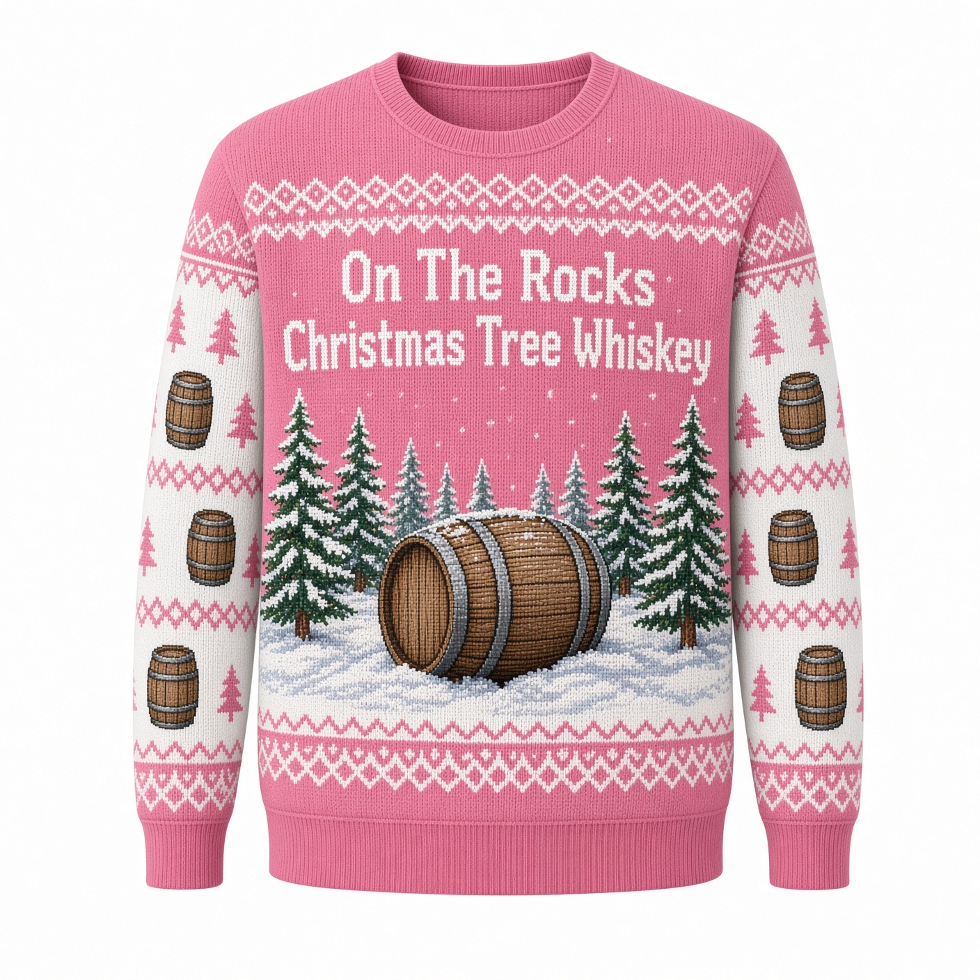 [popular-sweater:PX-01-14:front] On The Rocks Christmas Tree Whiskey Ugly Christmas Sweatshirt - Front view