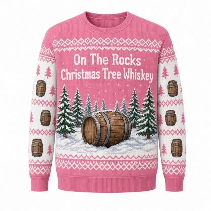 [popular-sweater:PX-01-14:front] On The Rocks Christmas Tree Whiskey Ugly Christmas Sweatshirt - Front view