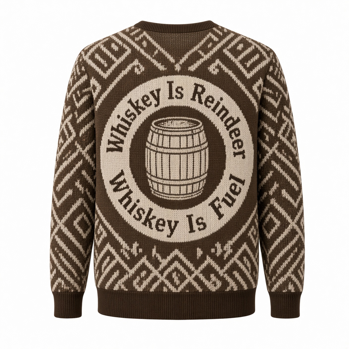 [popular-sweater:PX-01-15:back] Whiskey Is Reindeer Fuel Ugly Christmas Sweatshirt - Back view