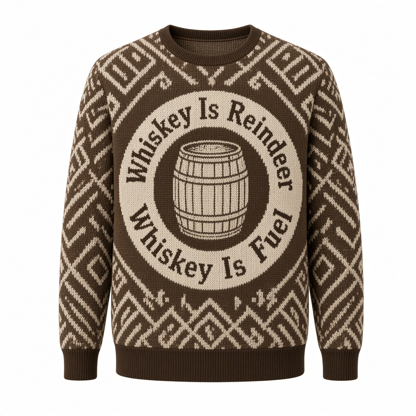 [popular-sweater:PX-01-15:front] Whiskey Is Reindeer Fuel Ugly Christmas Sweatshirt - Front view