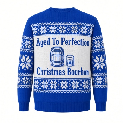 [popular-sweater:PX-01-16:back] Aged To Perfection Christmas Bourbon Ugly Christmas Sweatshirt - Back view