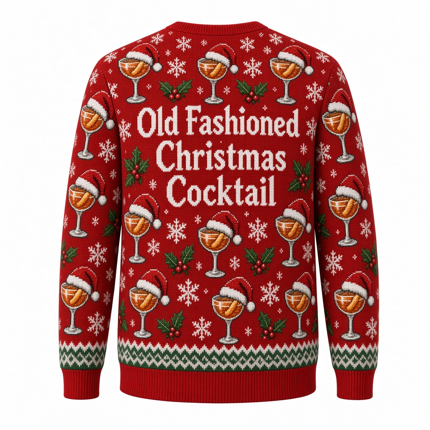[popular-sweater:PX-01-17:back] Old Fashioned Christmas Cocktail Ugly Christmas Sweatshirt - Back view