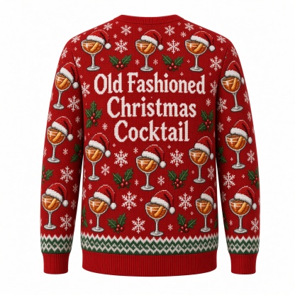 [popular-sweater:PX-01-17:back] Old Fashioned Christmas Cocktail Ugly Christmas Sweatshirt - Back view