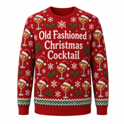 [popular-sweater:PX-01-17:front] Old Fashioned Christmas Cocktail Ugly Christmas Sweatshirt - Front view
