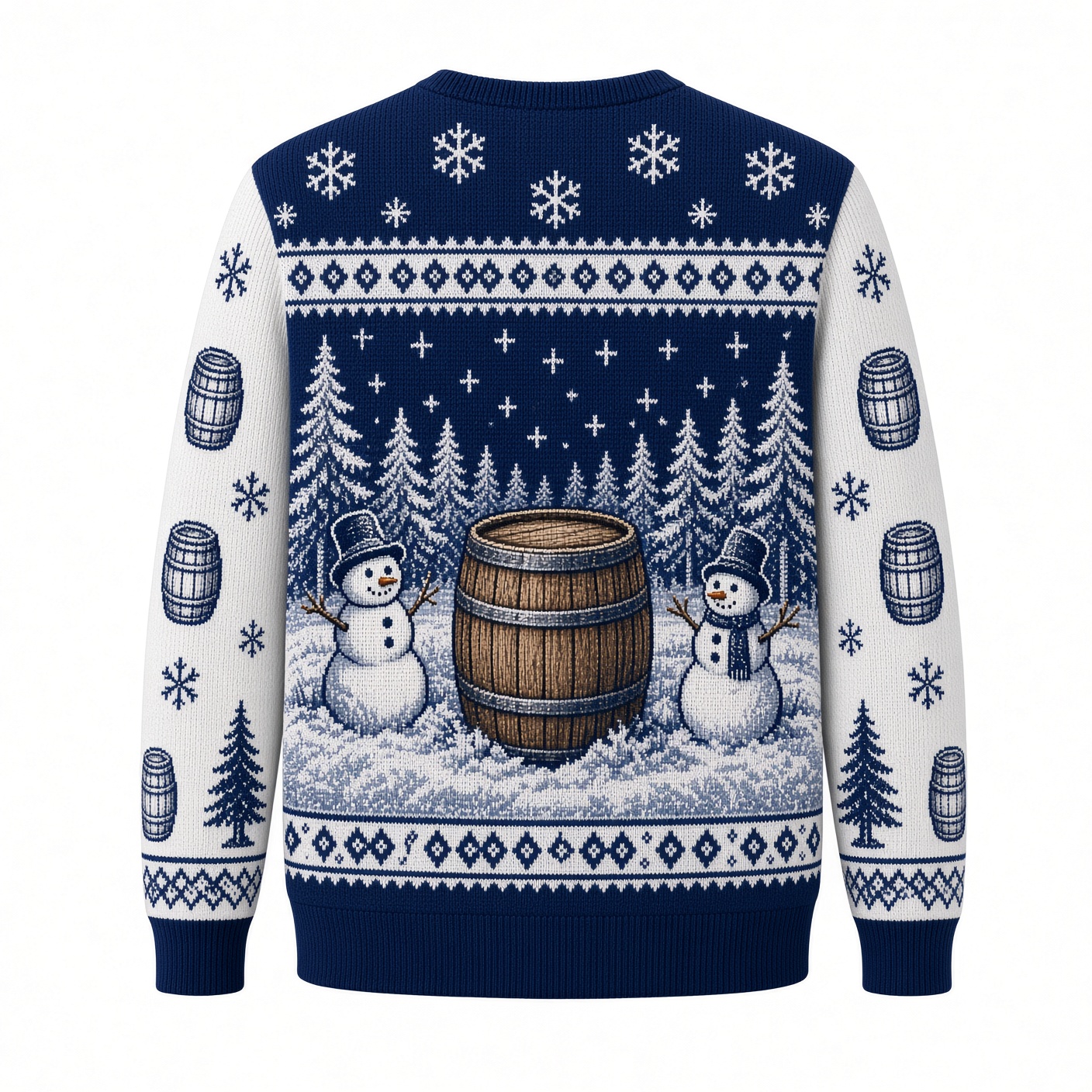 [popular-sweater:PX-01-19:back] Barrel Of Laughs Santa Bourbon Ugly Christmas Sweatshirt - Back view