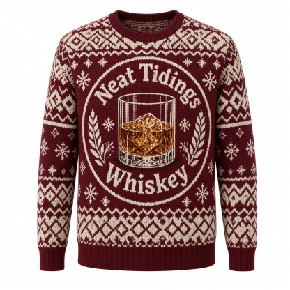 [popular-sweater:PX-01-20:front] Neat Tidings Whiskey Ugly Christmas Sweatshirt - Front view