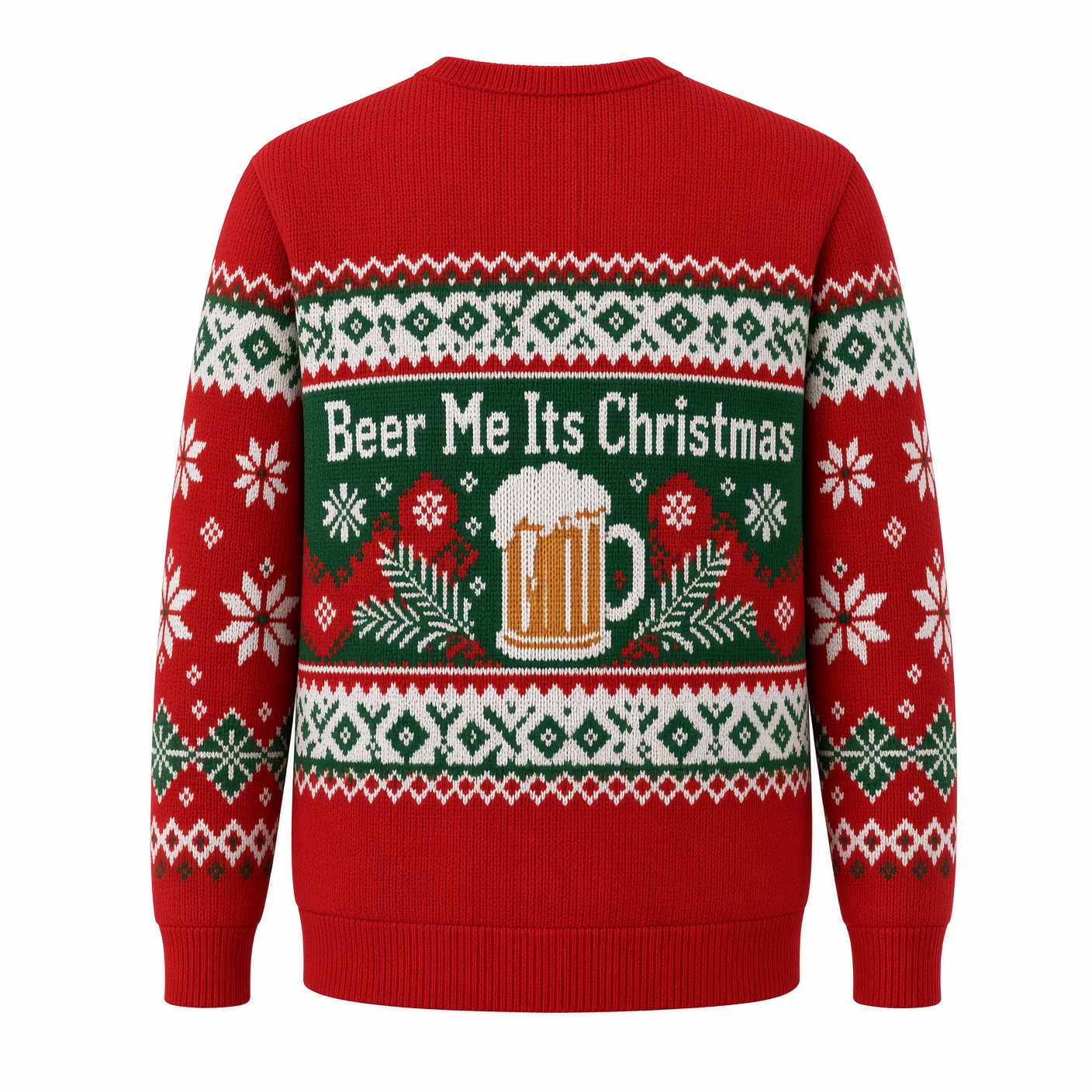[popular-sweater:PX-02-01:back] Beer Me Its Christmas Ugly Christmas Sweatshirt - Back view