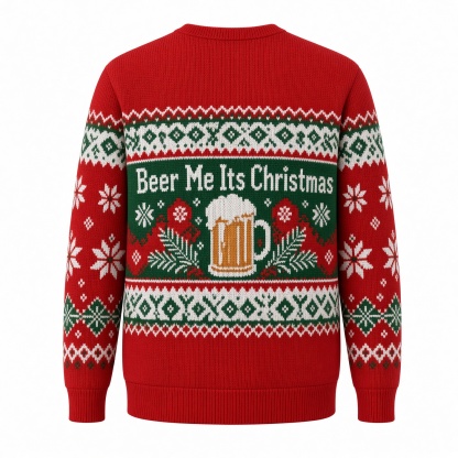 [popular-sweater:PX-02-01:back] Beer Me Its Christmas Ugly Christmas Sweatshirt - Back view