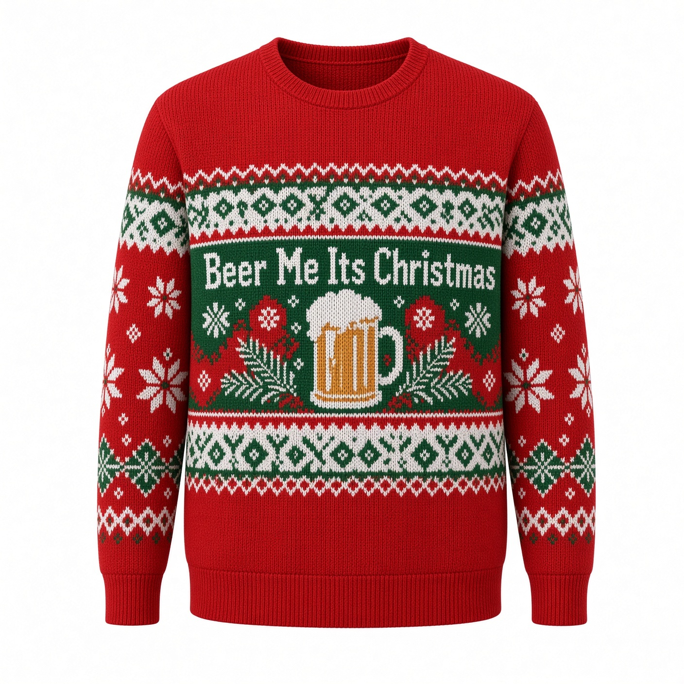 [popular-sweater:PX-02-01:front] Beer Me Its Christmas Ugly Christmas Sweatshirt - Front view
