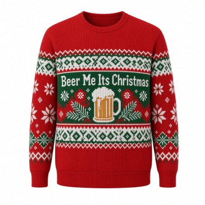 [popular-sweater:PX-02-01:front] Beer Me Its Christmas Ugly Christmas Sweatshirt - Front view