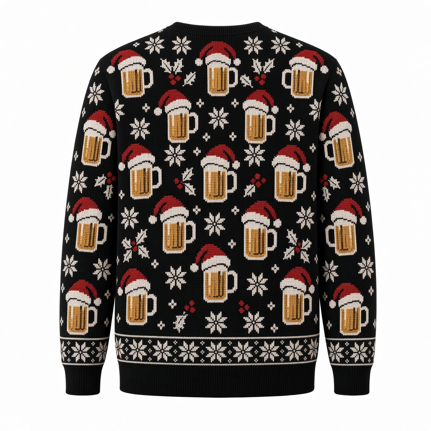 [popular-sweater:PX-02-02:back] Brewing Up Holiday Cheer Beer Ugly Christmas Sweatshirt - Back view