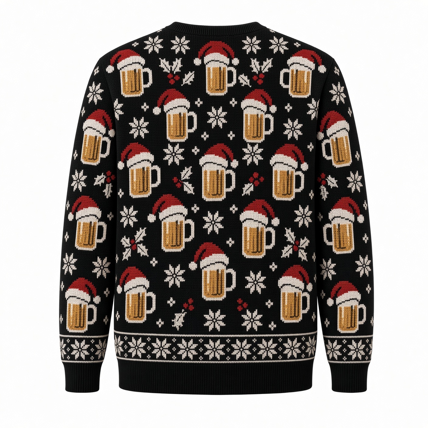 [popular-sweater:PX-02-02:back] Brewing Up Holiday Cheer Beer Ugly Christmas Sweatshirt - Back view