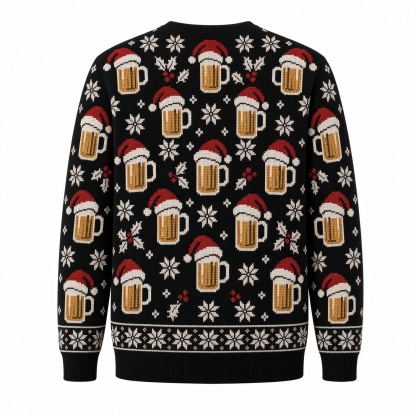 [popular-sweater:PX-02-02:back] Brewing Up Holiday Cheer Beer Ugly Christmas Sweatshirt - Back view