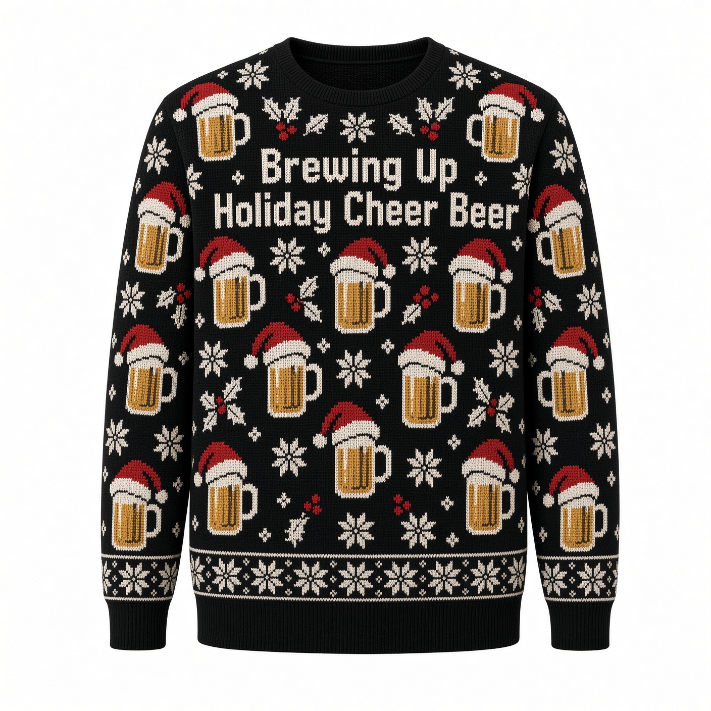 [popular-sweater:PX-02-02:front] Brewing Up Holiday Cheer Beer Ugly Christmas Sweatshirt - Front view