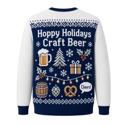 [popular-sweater:PX-02-03:back] Hoppy Holidays Craft Beer Ugly Christmas Sweatshirt - Back view