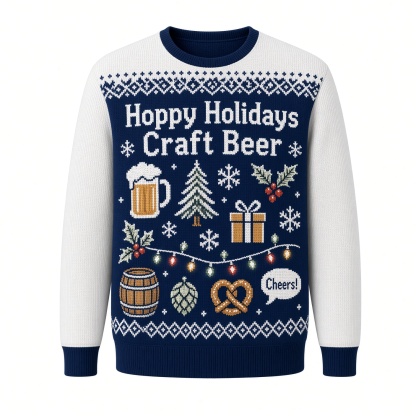 [popular-sweater:PX-02-03:front] Hoppy Holidays Craft Beer Ugly Christmas Sweatshirt - Front view