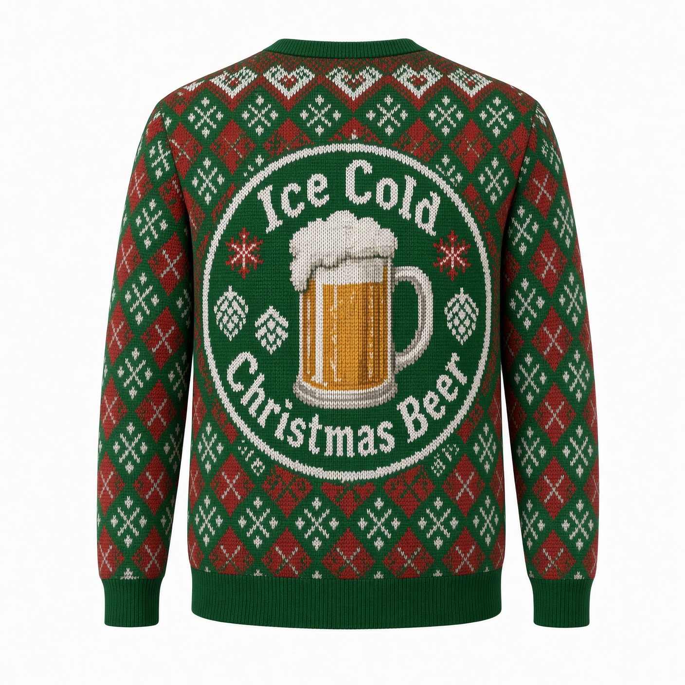 [popular-sweater:PX-02-05:back] Ice Cold Christmas Beer Ugly Christmas Sweatshirt - Back view