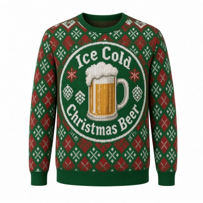 [popular-sweater:PX-02-05:front] Ice Cold Christmas Beer Ugly Christmas Sweatshirt - Front view