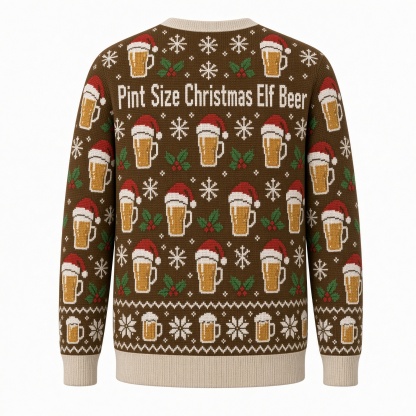 [popular-sweater:PX-02-07:back] Pint Size Christmas Elf Beer Ugly Christmas Sweatshirt - Back view