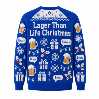 [popular-sweater:PX-02-08:back] Lager Than Life Christmas Ugly Christmas Sweatshirt - Back view