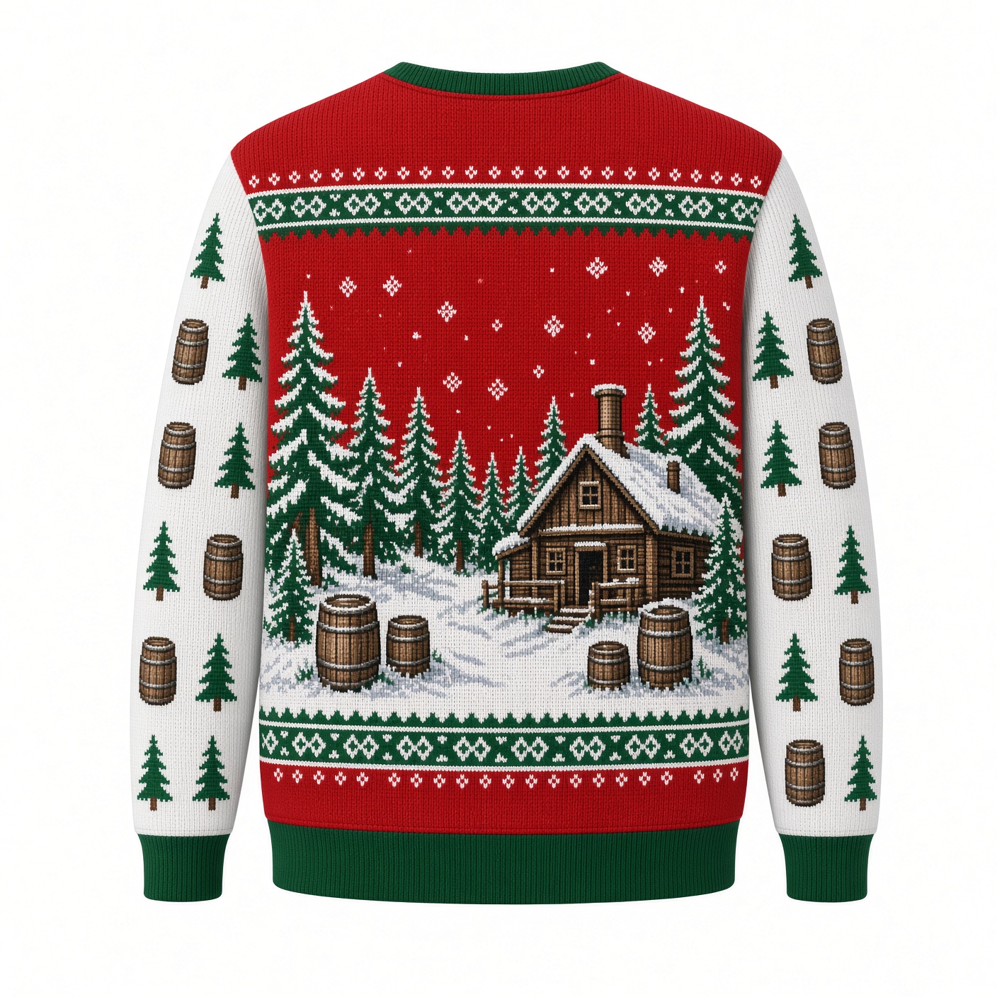 [popular-sweater:PX-02-09:back] Yule Brew Beer Keg Ugly Christmas Sweatshirt - Back view