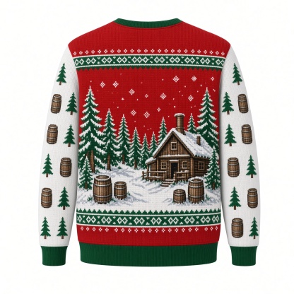 [popular-sweater:PX-02-09:back] Yule Brew Beer Keg Ugly Christmas Sweatshirt - Back view