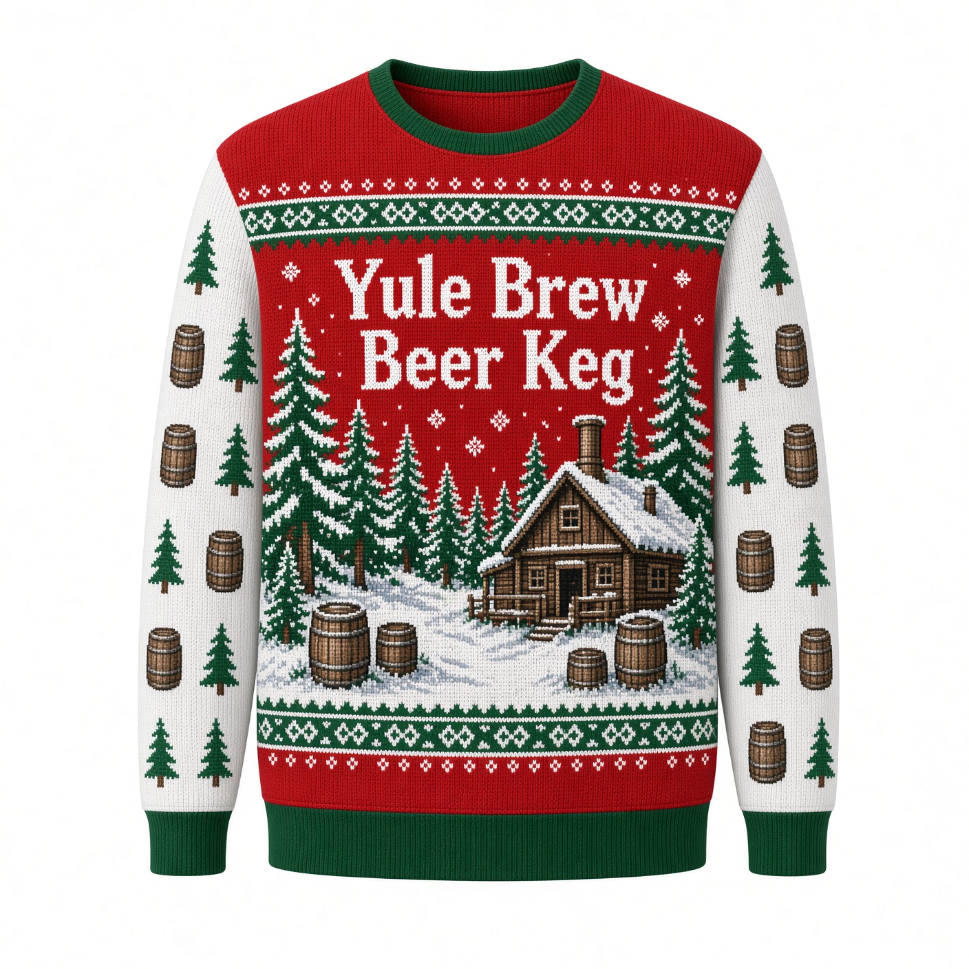 [popular-sweater:PX-02-09:front] Yule Brew Beer Keg Ugly Christmas Sweatshirt - Front view
