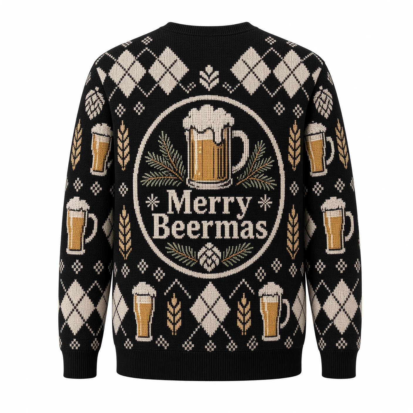 [popular-sweater:PX-02-10:back] Merry Beermas Ugly Christmas Sweatshirt - Back view