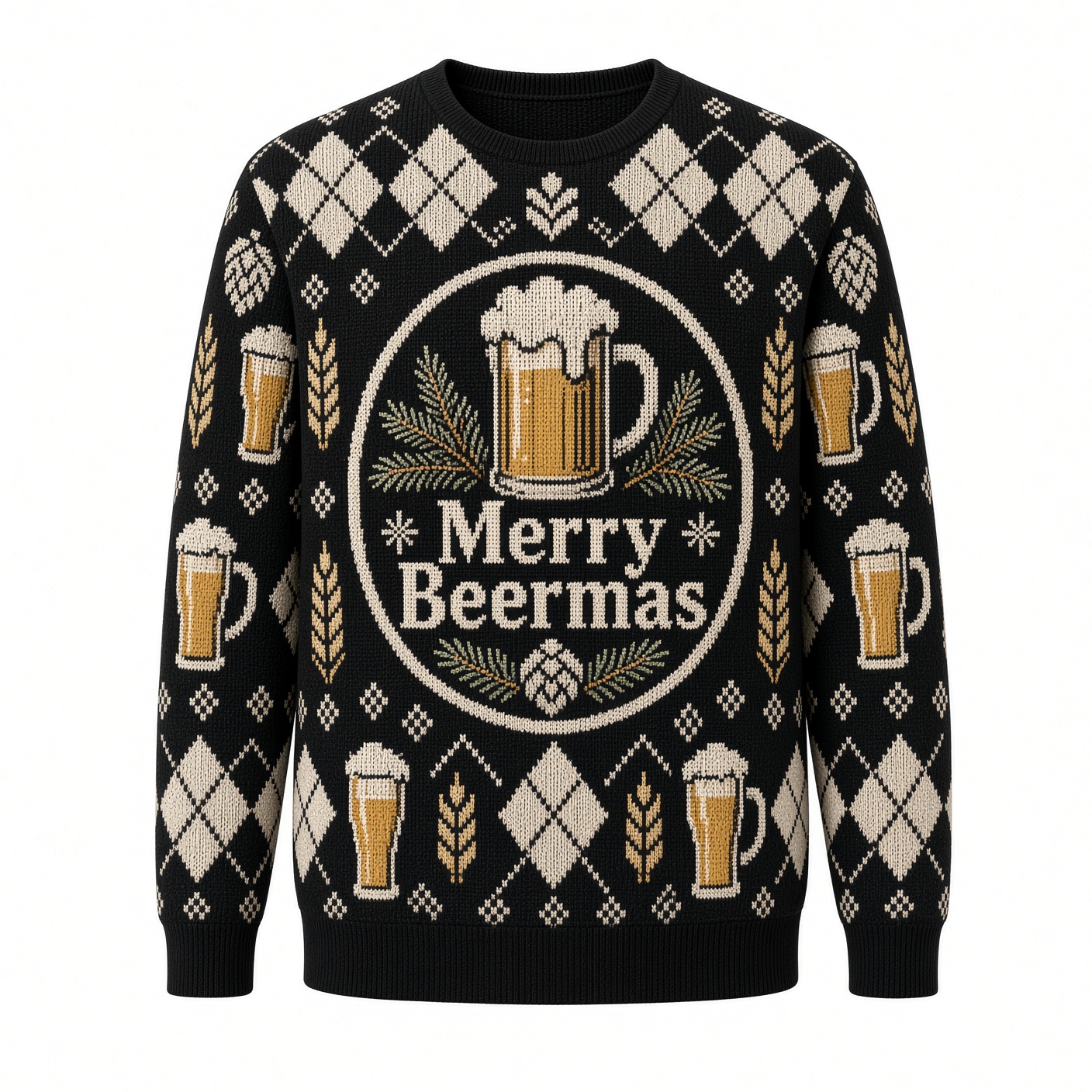 [popular-sweater:PX-02-10:front] Merry Beermas Ugly Christmas Sweatshirt - Front view