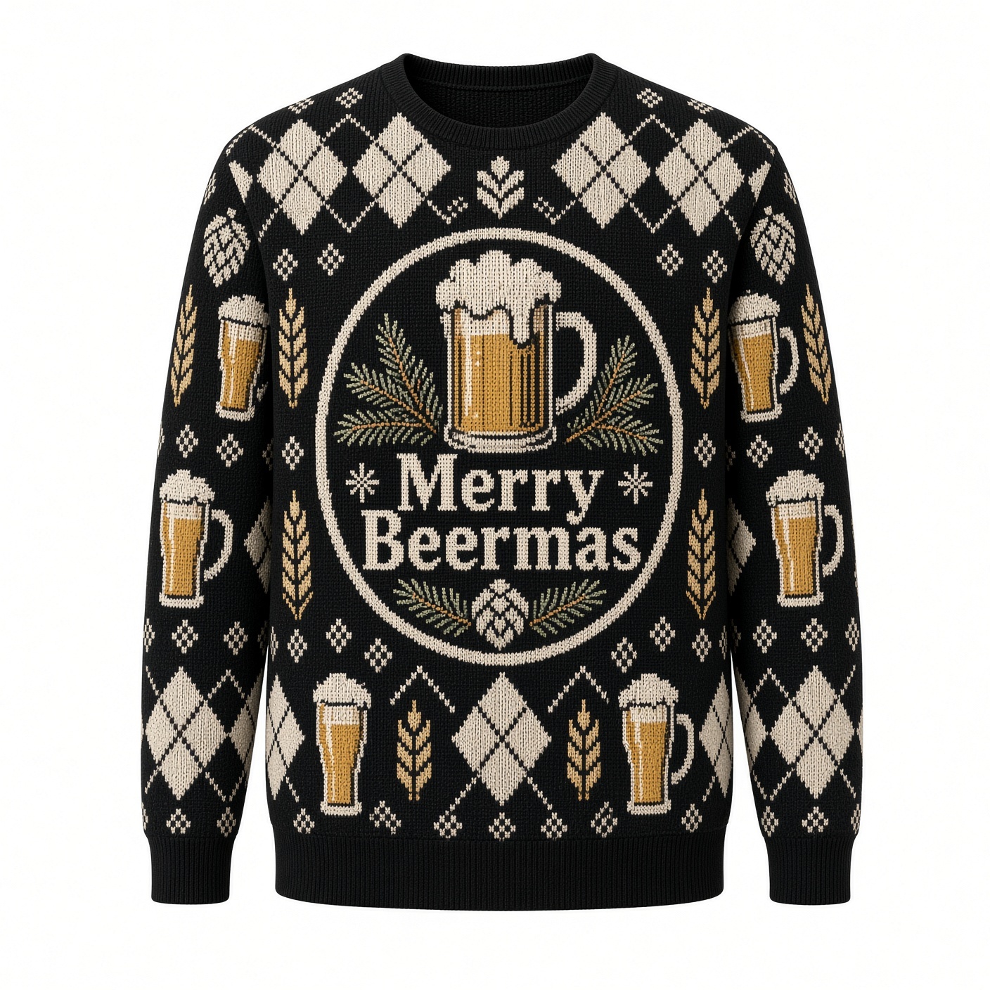[popular-sweater:PX-02-10:front] Merry Beermas Ugly Christmas Sweatshirt - Front view