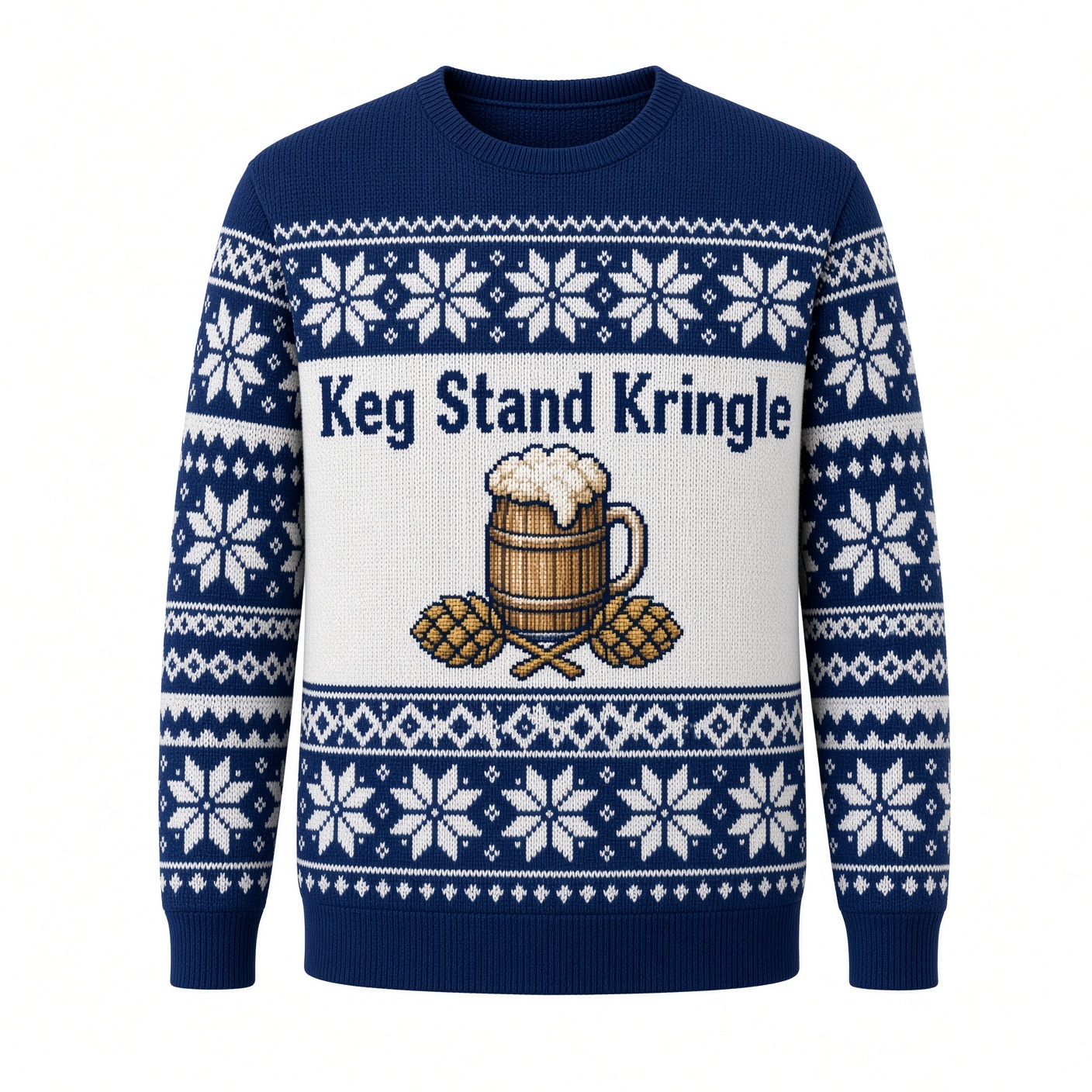 [popular-sweater:PX-02-11:front] Keg Stand Kringle Ugly Christmas Sweatshirt - Front view