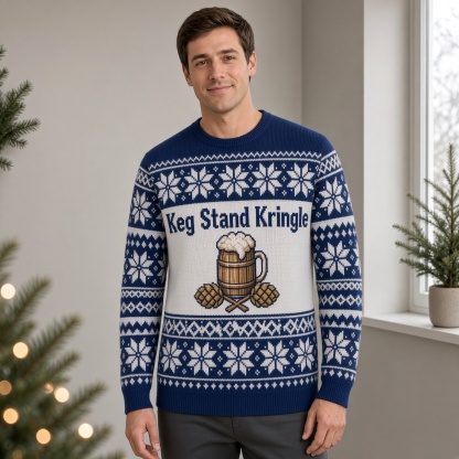 [popular-sweater:PX-02-11:male] Keg Stand Kringle Ugly Christmas Sweatshirt - Male view