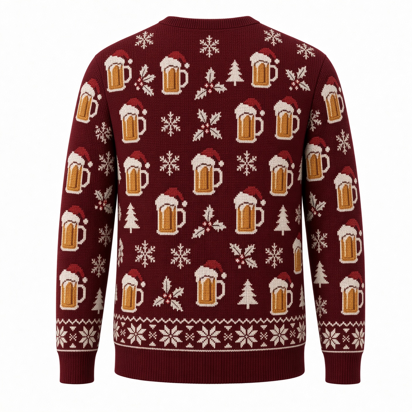 [popular-sweater:PX-02-12:back] Here For The Beer And Cheer Ugly Christmas Sweatshirt - Back view