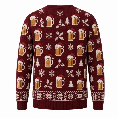 [popular-sweater:PX-02-12:back] Here For The Beer And Cheer Ugly Christmas Sweatshirt - Back view