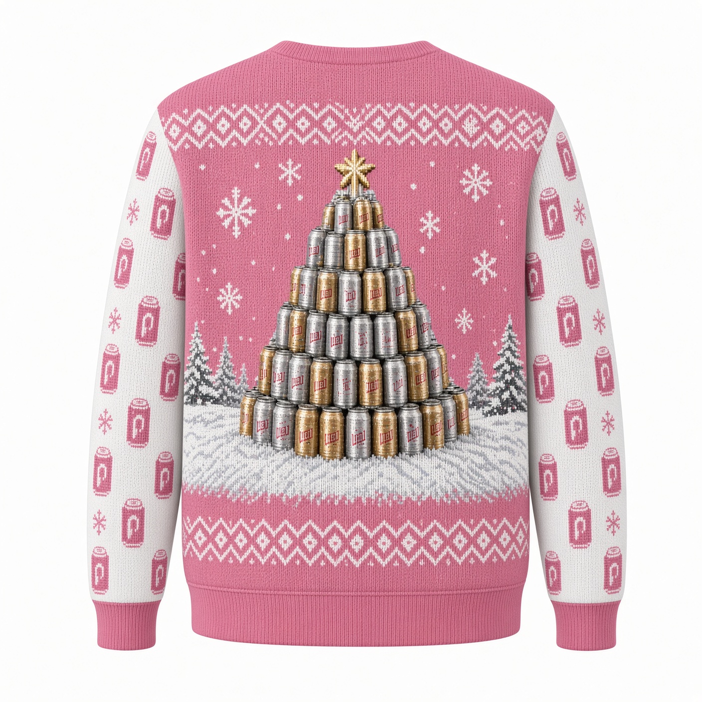 [popular-sweater:PX-02-14:back] Beer Can Christmas Tree Ugly Christmas Sweatshirt - Back view