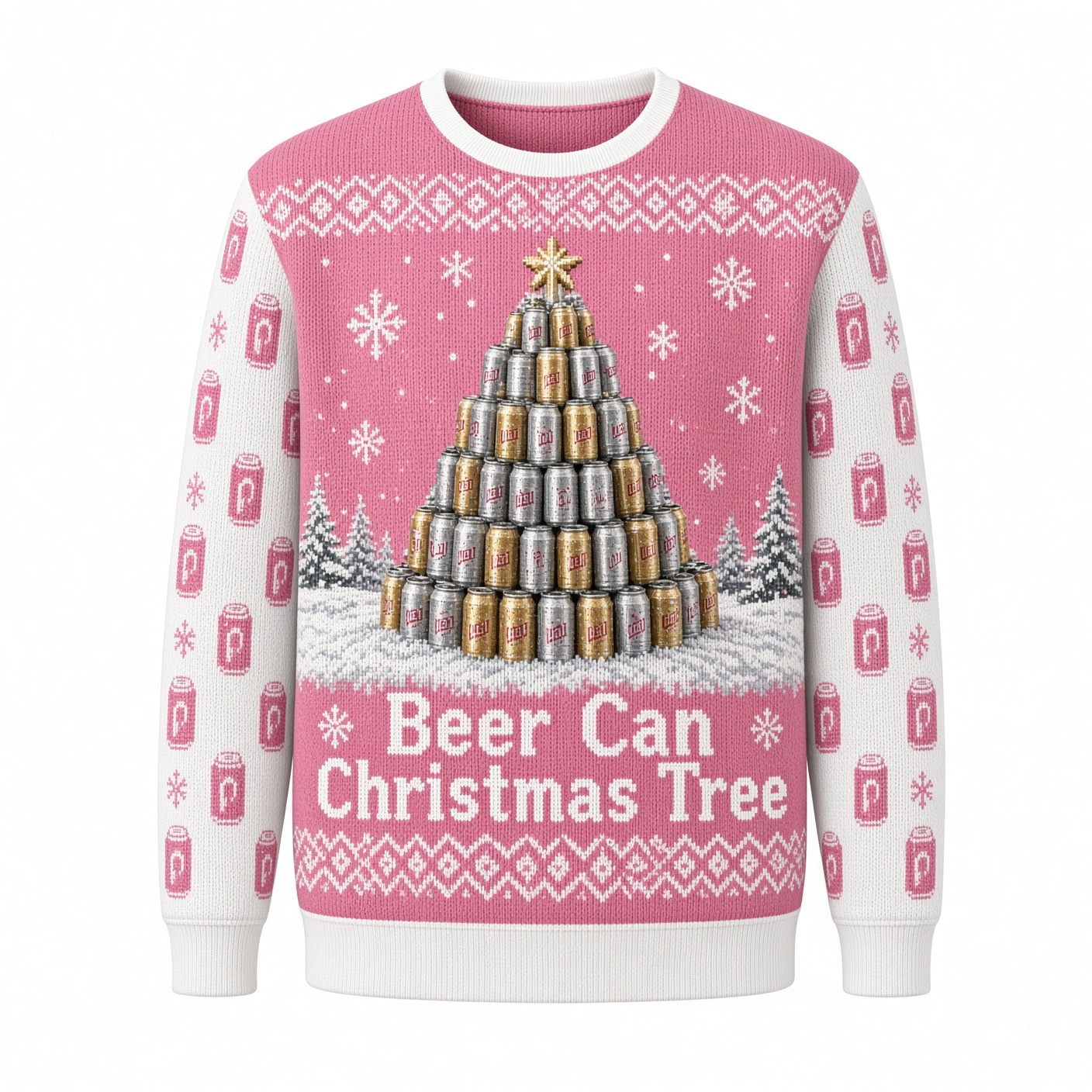 [popular-sweater:PX-02-14:front] Beer Can Christmas Tree Ugly Christmas Sweatshirt - Front view