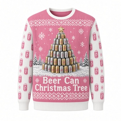 [popular-sweater:PX-02-14:front] Beer Can Christmas Tree Ugly Christmas Sweatshirt - Front view