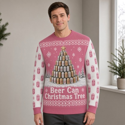 [popular-sweater:PX-02-14:male] Beer Can Christmas Tree Ugly Christmas Sweatshirt - Male view