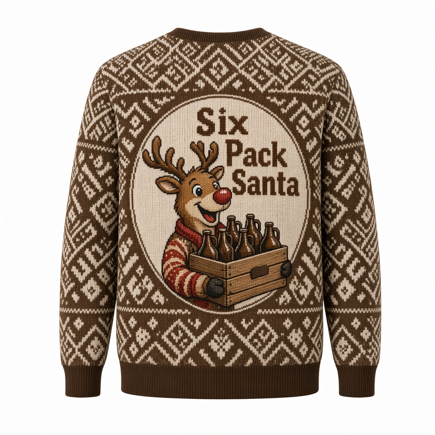 [popular-sweater:PX-02-15:back] Six Pack Santa Ugly Christmas Sweatshirt - Back view
