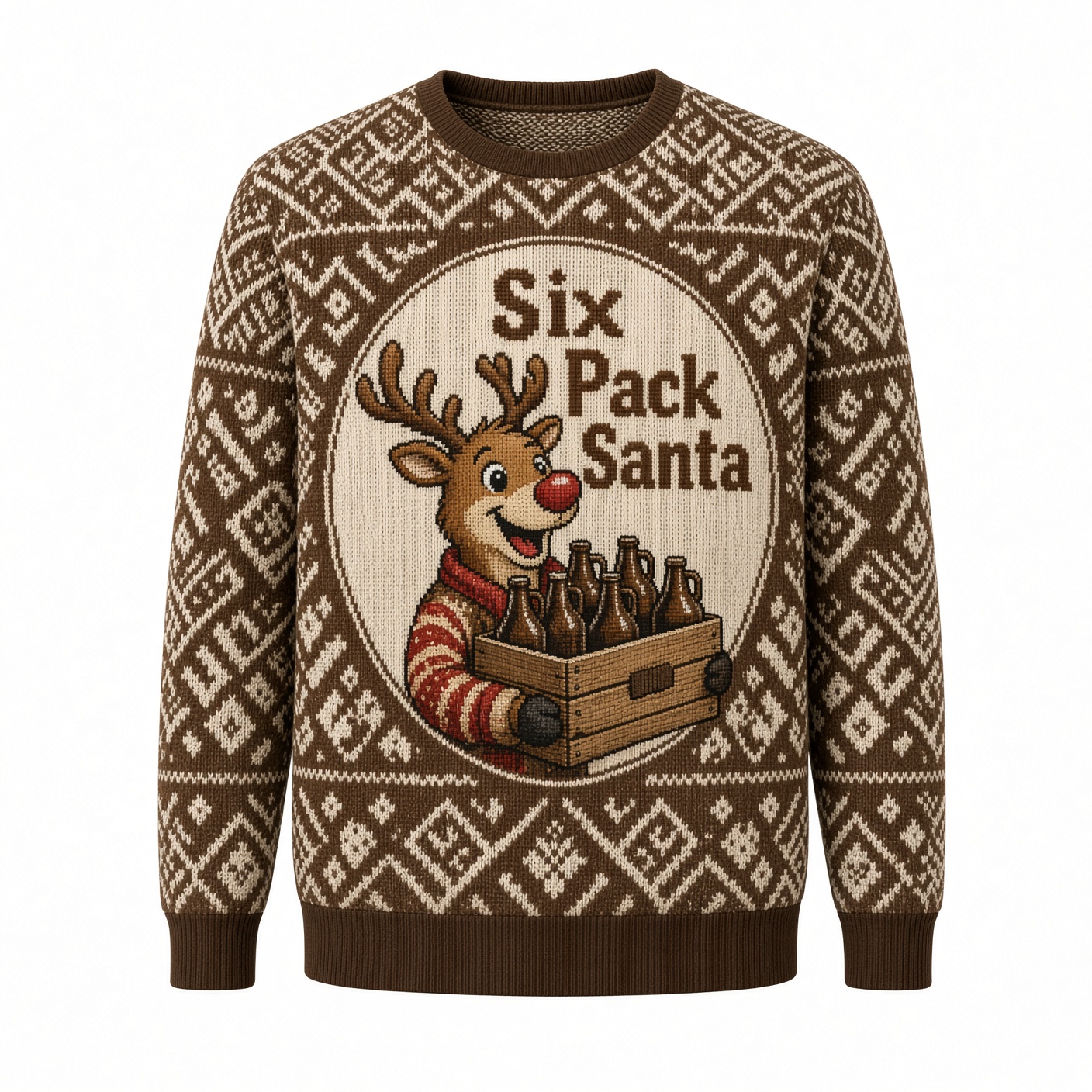 [popular-sweater:PX-02-15:front] Six Pack Santa Ugly Christmas Sweatshirt - Front view
