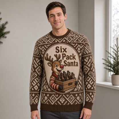 [popular-sweater:PX-02-15:male] Six Pack Santa Ugly Christmas Sweatshirt - Male view