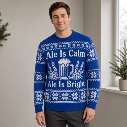 [popular-sweater:PX-02-16:male] Ale Is Calm Ale Is Bright Ugly Christmas Sweatshirt - Male view